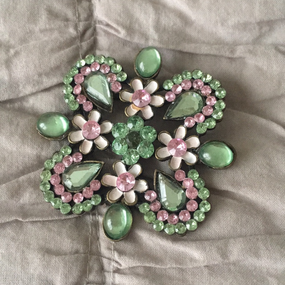 Pink and Green Brooch